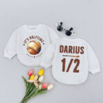 Custom Name Baseball Its Half Time Baby Romper, Number Gameday Kid Sweatshirt