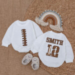 Personalized Football Name And Number Family Matching Baby Romper