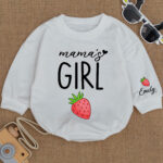 Custom Name Mamas Girl Strawberry Matching Baby Romper