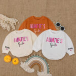 Custom Name Aunties Girl Birthday Matching Baby Romper, Birthday Girl Romper