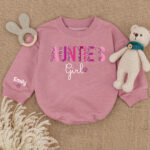 Custom Name Aunties Girl Birthday Matching Baby Romper, Birthday Girl Romper