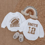 Custom Name And Numbers Football Babe Birthday Matching Baby Romper