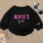 Custom Name Aunties Girl Birthday Matching Baby Romper, Birthday Girl Romper