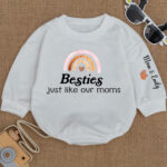 Custom Name Rainbow Besties Just Like Our Moms Baby Romper