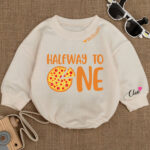 Custom Name Half Way To One Pizza Birthday Baby Romper