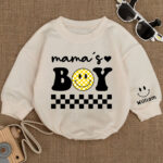 Custom Name Mamas Boy Smile Birthday Baby Romper