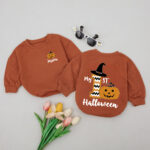 Custom Name My First Halloween Little Pumpkin Matching Baby Romper