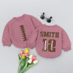 Personalized Football Name And Number Family Matching Baby Romper