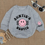 Custom Name Smile Aunties Bestie Matching Baby Romper