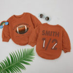 Custom Name And Number Football Its Half Time Baby Romper