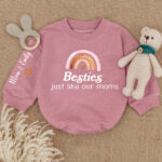 Custom Name Rainbow Besties Just Like Our Moms Baby Romper