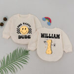 Custom Name And Number Smile One Happy Dude Baby Romper