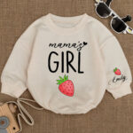 Custom Name Mamas Girl Strawberry Matching Baby Romper