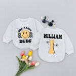 Custom Name And Number Smile One Happy Dude Baby Romper