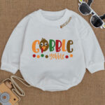 Custom Name Little Turkey Gobble Gobble Baby Romper