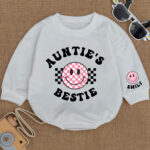 Custom Name Smile Aunties Bestie Matching Baby Romper