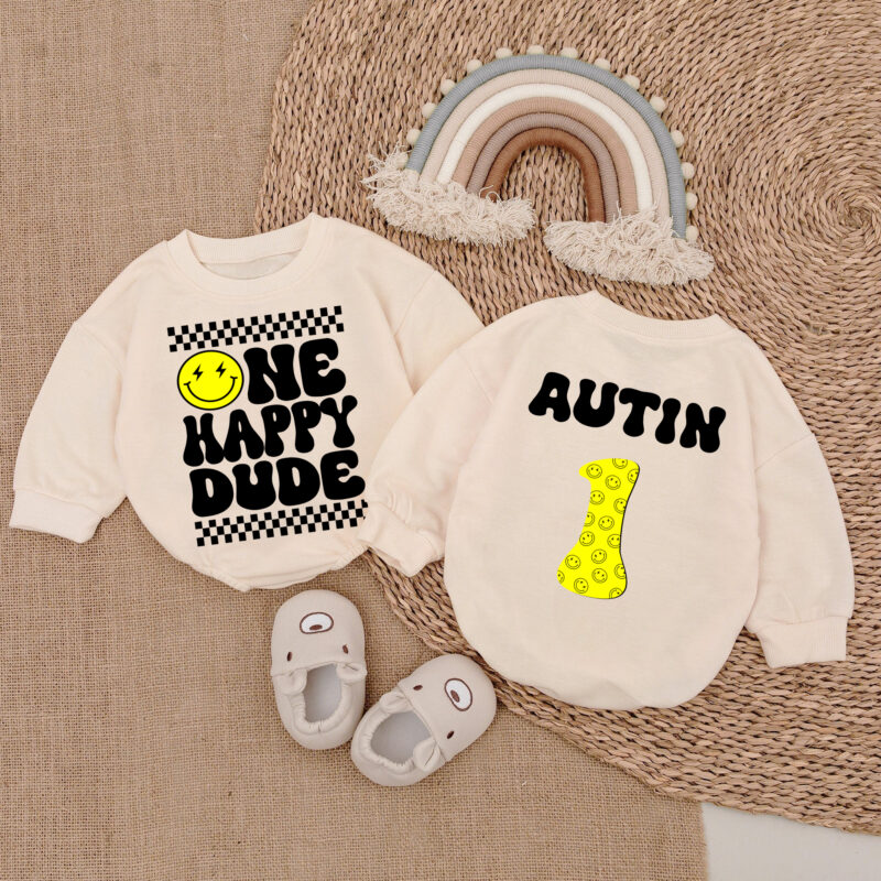 Custom One Happy Dude Matching Birthday Baby Romper