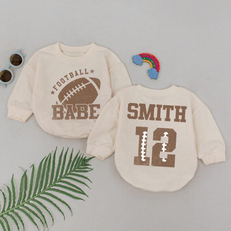 Custom Name And Numbers Football Babe Birthday Matching Baby Romper