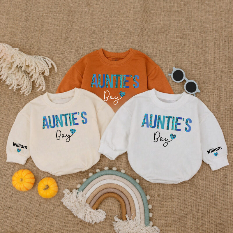 Custom Name Aunties Boy Birthday Matching Baby Romper, Birthday Boy Romper