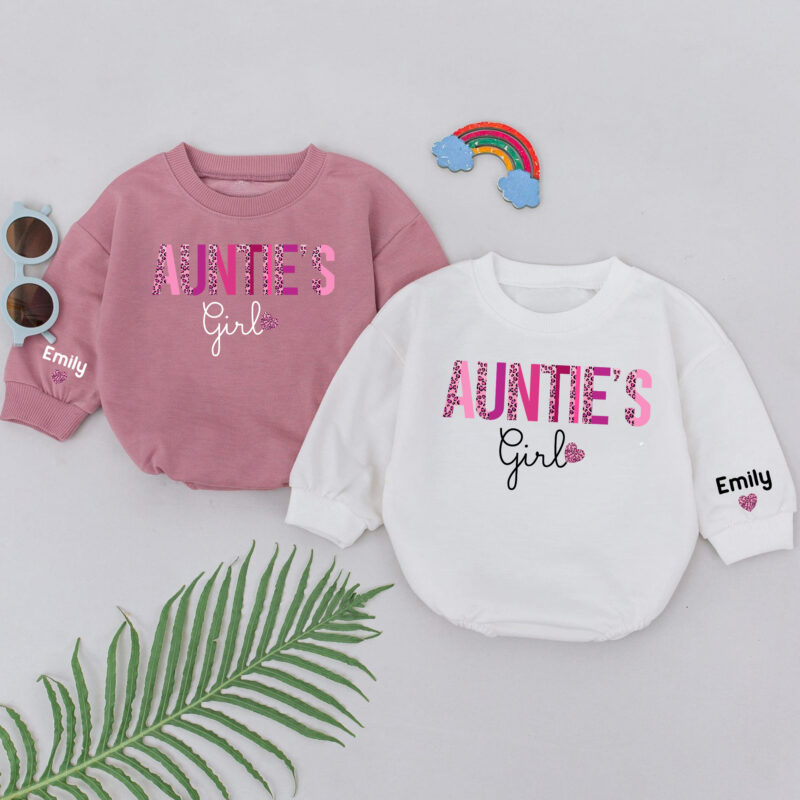 Custom Name Aunties Girl Birthday Matching Baby Romper, Birthday Girl Romper