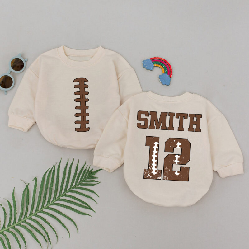 Personalized Football Name And Number Family Matching Baby Romper