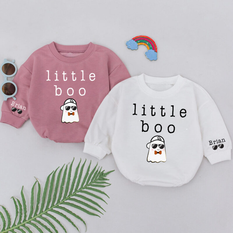 Custom Name Little Boo Baby Romper, Baby Girls Clothes