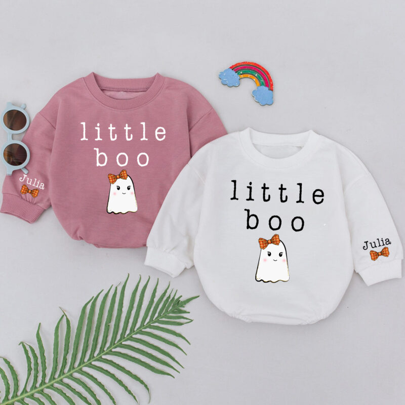 Custom Name Little Boo Baby Romper, Bubble Baby Romper