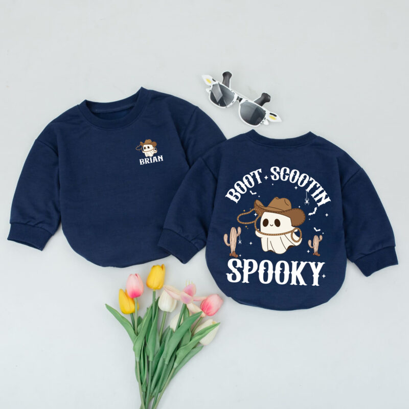 Custom Name Boot Scootin Spooky Cowboy Baby Romper