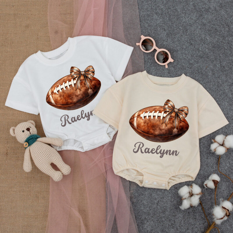 Custom Name Football Season Baby Romper