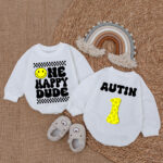 Custom One Happy Dude Matching Birthday Baby Romper