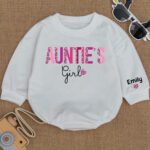 Custom Name Aunties Girl Birthday Matching Baby Romper, Birthday Girl Romper