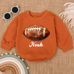 Custom Name Football Season Baby Romper