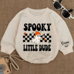 Custom Name Spooky Little Dude Halloween Baby Romper