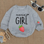 Custom Name Mamas Girl Strawberry Matching Baby Romper