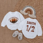 Custom Name And Number Football Its Half Time Baby Romper