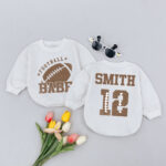 Custom Name And Numbers Football Babe Birthday Matching Baby Romper