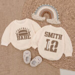 Custom Name Football Babe Matching Baby Romper,Football Baby Shower