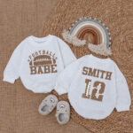 Custom Name Football Babe Matching Baby Romper,Football Baby Shower