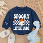 Custom Name Spooky Little Dude Halloween Baby Romper