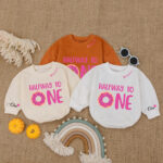 Custom Name Half Way To One Donut Birthday Baby Romper