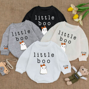 Custom Name Little Boo Baby Romper, Bubble Baby Romper