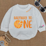 Custom Name Half Way To One Pizza Birthday Baby Romper