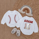 Custom Name Baseball Birthday Matching Baby Romper