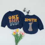 Custom Name And Numbers One Happy Dude Birthday Baby Romper