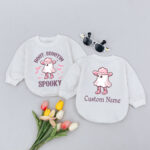 Custom Name Boot Scootin Spooky Halloween Matching Baby Romper