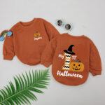 Custom Name My First Halloween Little Pumpkin Matching Baby Romper