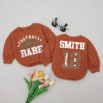 Personalized Football Babe With Name And Number On The Back Matching Baby Romper