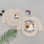 Custom Name Little Boo Pumpkin No Diggity Bout To Bag It Up Halloween Baby Romper