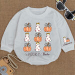 Custom Name Pumpkin Spooky Babe Matching Baby Romper