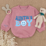 Custom Name Aunties Boy Birthday Baby Romper, Bubble Baby Romper